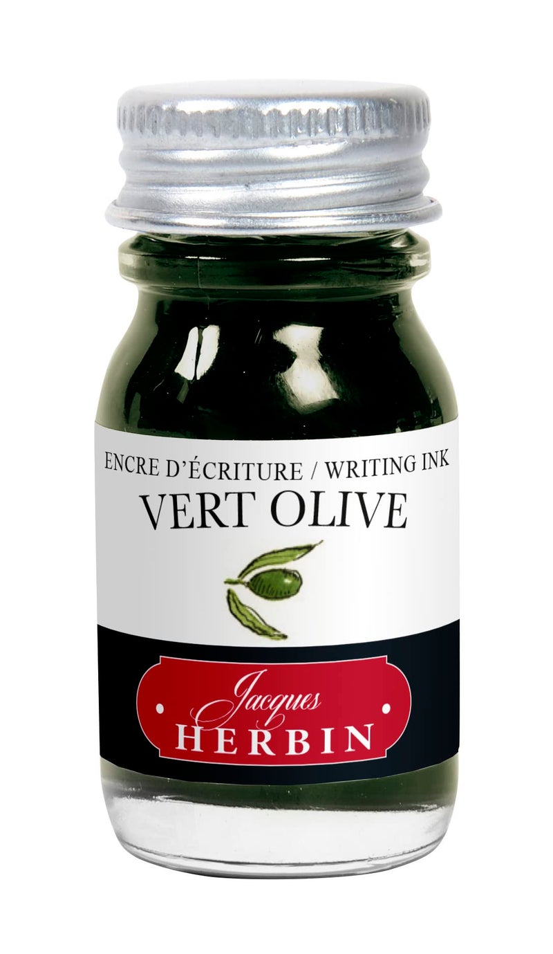Jacques Herbin Fountain Pen Ink - 10 ml Bottled - Vert Olive - Image 1